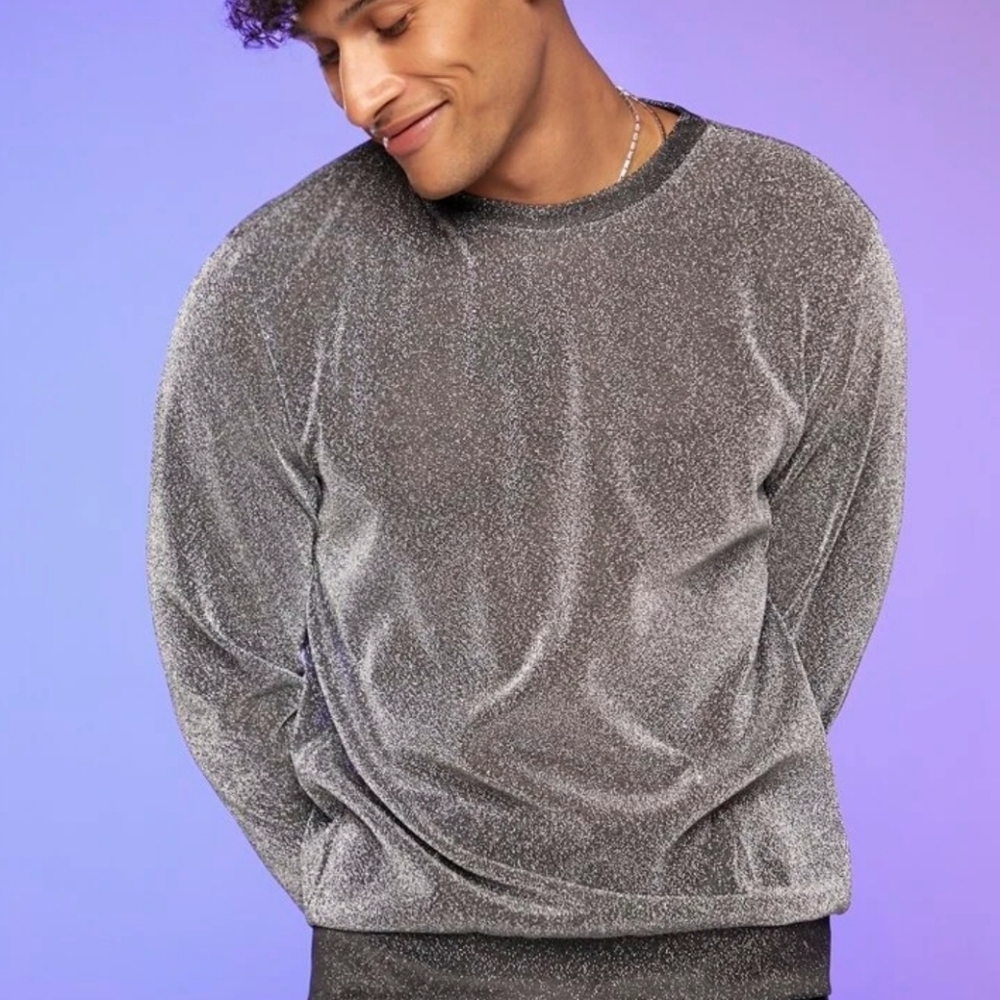 SHEIN Men Drop Shoulder Glitter Sweatshirt